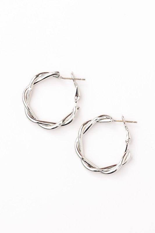 18K STAINLESS STEEL TWISTED HOOP EARRINGS